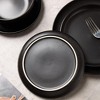 Stone cutlery set with mug | Microwave and dishwasher safe | Non toxic | Stackable matte glazed 3-person kitchen utensil, 12 piece set,Black - 3 of 4