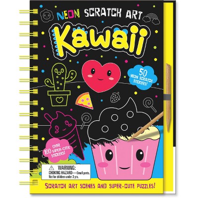 Kawaii - (Neon Scratch Art) by Connie Isaacs (Hardcover)