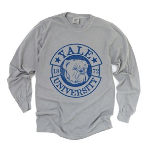 Yale University Bulldog Circle - Women's Garment Dyed Long Sleeve Graphic T-Shirt - 1 of 4