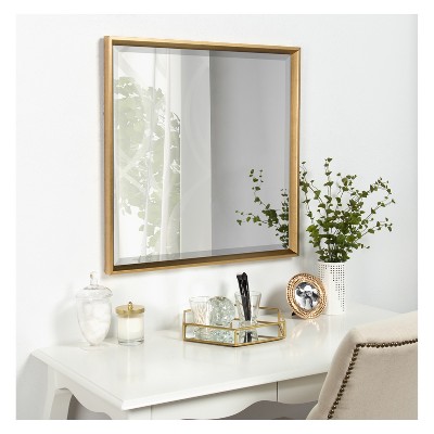 Gold 32" Square Wood Framed Full Length Dresser Mirror