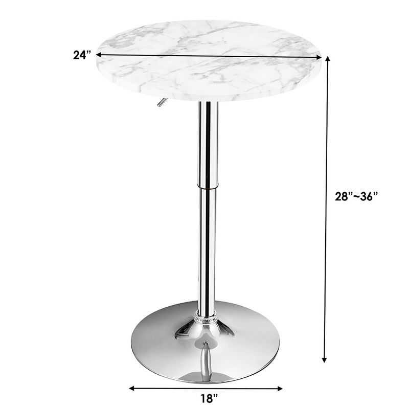 Costway Round Bistro Bar Table Height Adjustable 360-degree Swivel, 3 of 13