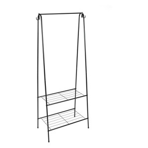 Organize It All Clothing Garment Rack with 2 Shelves and 2 Hooks Black - 1 of 4