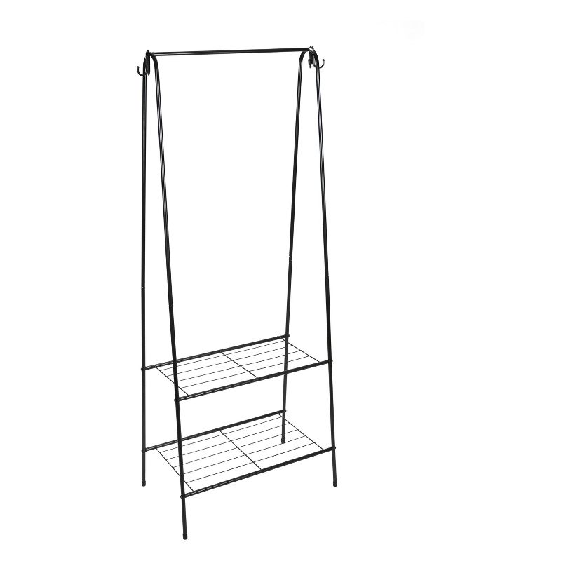 Organize It All Clothing Garment Rack with 2 Shelves and 2 Hooks Black, 1 of 8