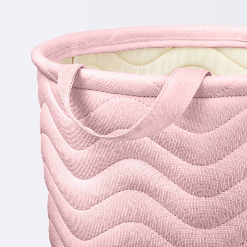 Quilted Fabric Large Round Storage  Basket - Light Pink - Cloud Island&#8482;, 4 of 6