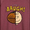Women's - Peanuts - C Brown Half Football Head Lightweight French Terry Wide Neck Long Sleeve Shirt - 2 of 4