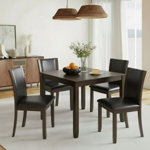 SereneCUSH Set of 4/8/12/16 17"W Wooden Dining Chairs, Faux Leather Kitchen Chair with Padded Seat, Upholstered Side Chair for Kitchen Dining Room - 1 of 4