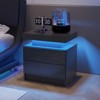 PAGED Nightstand with 2 Storage Drawers, Modern Side Table with LED Lights, Bedside Cabinet for Bedroom, Living Room - 4 of 4