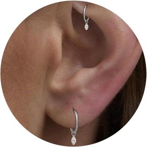 16G 18G Titanium Dangle Huggie Hoop, Rook Piercing Jewelry Cartilage Earring Conch Helix Hoop Earring - 1 of 4