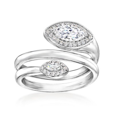 Ross-Simons 0.70 ct. t.w. CZ Wrap Ring in Sterling Silver