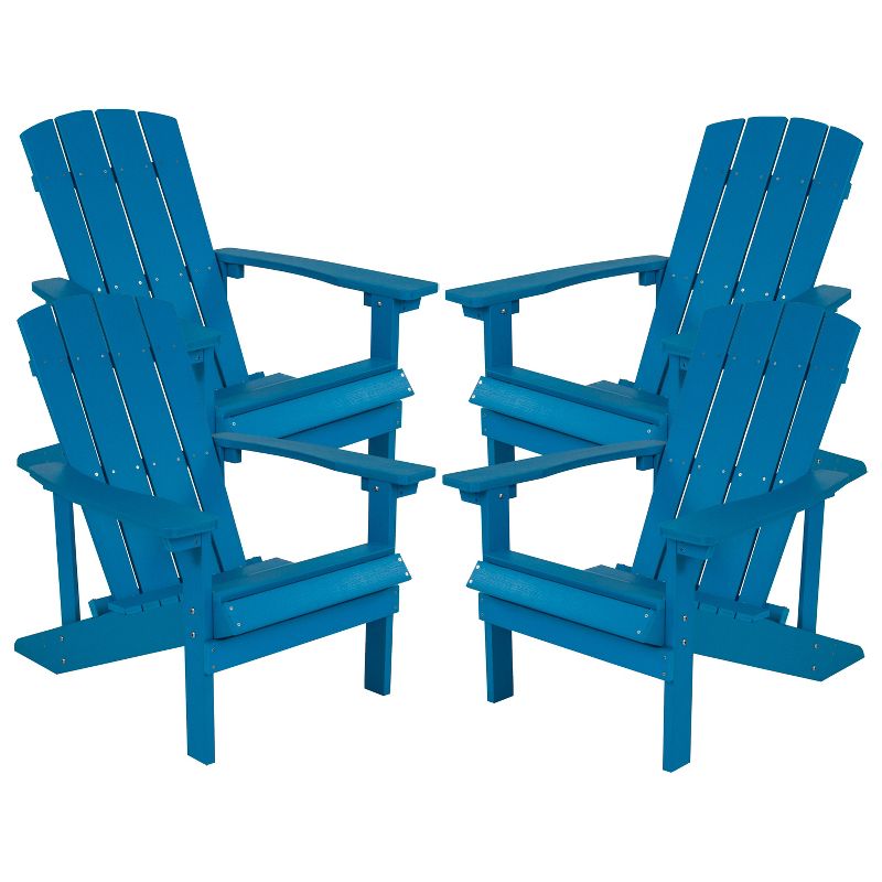 Merrick Lane Set of 4 All-Weather Poly Resin Wood Adirondack Chairs, 1 of 16