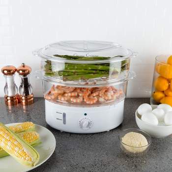 Vegetable Steamer and Rice Cooker - 6.3 Quart Electric Steamer for Cooking Healthy Fish, Eggs, Vegetables, Rice, and Baby Food by Classic Cuisine