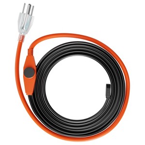 VEVOR Pipe Heating Cable, 24FT 7W/FT Heat Tape for Pipes with Built-in Thermostat, Water Pipe Heat Cable Protects PVC Hose, Black - 1 of 4