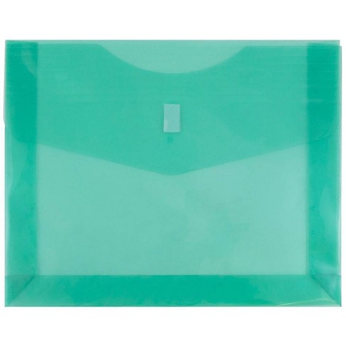 JAM Paper & Envelope Plastic Envelopes, Letter Booklet Hook and Loop  Closure, 9 3/4 x 13, Clear, 12 Pack
