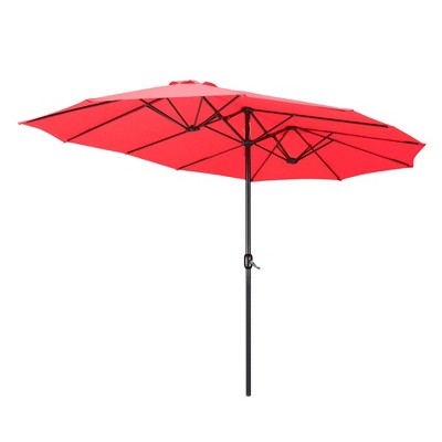 Yescom 14' Double-sided Twin Patio Umbrella Sun Shade UV30+ Water Fade Resistant Crank Outdoor Garden Market