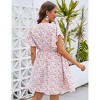Women's Flutter Sleeve Mini Dress Button Detail Babydoll Sundress Casual Summer Dress - 4 of 4