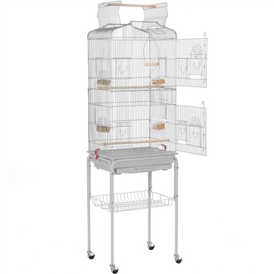 Yaheetech Open Top Metal Bird Cage Large Rolling Parrot Cage With Stand