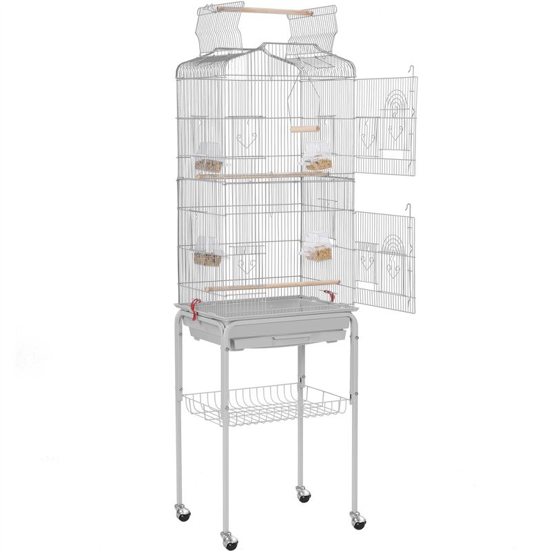 Yaheetech Open Top Metal Bird Cage Large Rolling Parrot Cage With Stand, 1 of 10