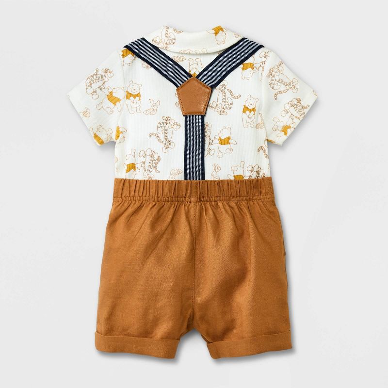 Baby Boys' Disney Winnie the Pooh Top and Bottom Suspender Set - Beige, 2 of 7