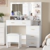 Vanity Desk with Mirror, 5 Large Drawers and 3 Tiers of Open Shelves for Bedroom & Dressing Room, Vanity for Women Girls - 3 of 4