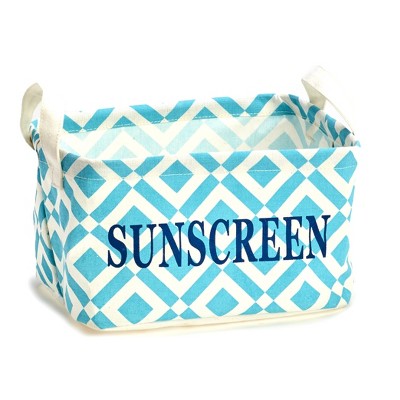 Lakeside Blue Diamonds Sunscreen Storage Tote for Indoors with Carrying Handles