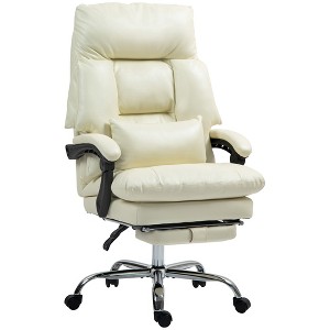 Overstuffed Office Chair, High Back Desk Chair with Foot Rest, Reclining PU Leather Computer Chair - 1 of 4