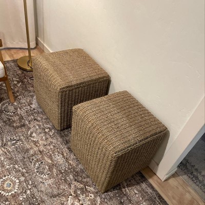 Wellford Faux Leather Woven Cube Brown - Threshold™ : Target