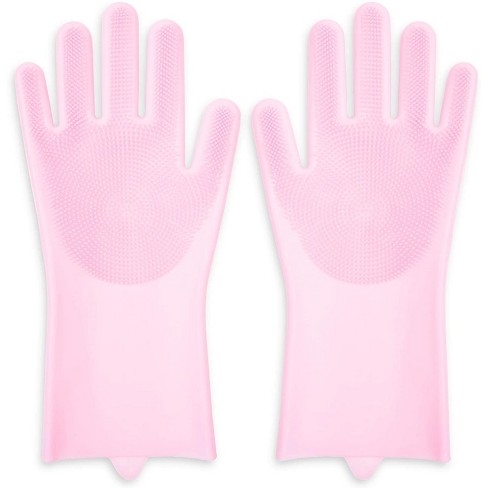 Okuna Outpost Reusable Household Silicone Cleaning Dishwashing Sponge  Scrubber Gloves, Rubber Dish Car Washing Brush Gloves, Pink 1 Pair, One  Size : Target