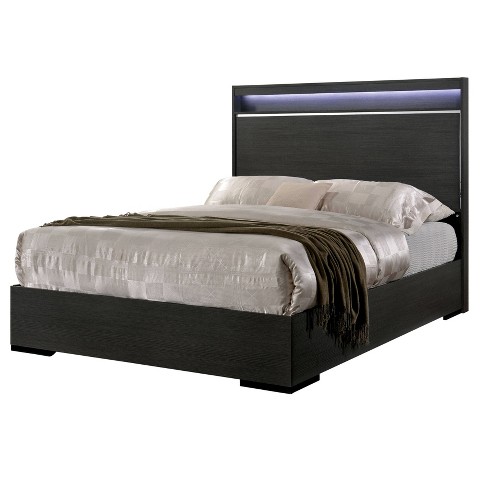 Queen Cameron Led Touch Bed With Shelf, Queen Bed Frame With Headboard Shelves