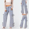 Coolmee Baggy Jeans for Women Fashion High Waisted Wide Straight Leg Bow Jeans Denim Pants with 6 Cargo Pockets - 4 of 4