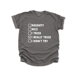 Simply Sage Market Women's I Really Tried Nice List Short Sleeve Garment Dyed Tee - 1 of 4