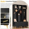 TiramisuBest 4-in-1 Farmhouse Hall Tree with Wood Bench, 2 Drawers & 6 Hooks - Entryway Organizer for Hallway/Living Room (Black, 55.9"x75.6") - 4 of 4