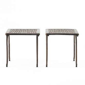 Mckinley Set of 2 Cast Aluminum Patio End Tables - Copper - Christopher Knight Home