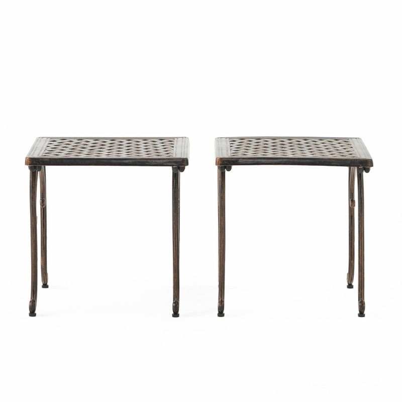 Mckinley Set of 2 Cast Aluminum Patio End Tables - Copper - Christopher Knight Home, 1 of 10