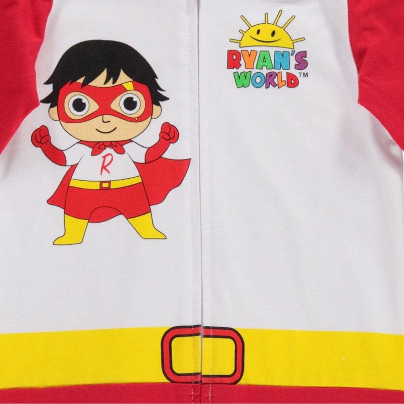 RYAN'S WORLD Red Titan Zip Up Costume Coverall Cape and Mask 3 Piece Set Little Kid to Big Kid, 3 of 8