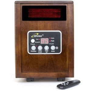 iLIVING Infrared Portable Space Heater with Dual Heating System, 1500W, Wooden Cabinet, Fan Forced, Dark Walnut - 1 of 4