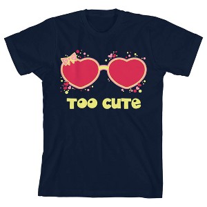 Valentine's Day Too Cute Crew Neck Short Sleeve Navy Youth T-shirt - 1 of 3