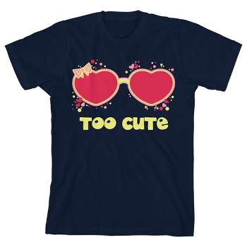 Valentine's Day Too Cute Crew Neck Short Sleeve Navy Youth T-shirt