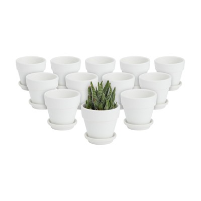 Juvale Mini Terracotta Plant Pots with Saucers for Succulents, White, 2.9x2.5 in