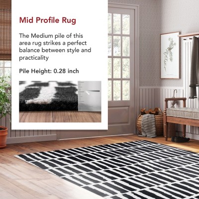 Handmade Black Geometric Wool Area Rug 8' x 10'
