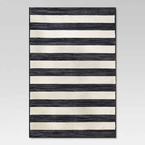 5 X7 Outdoor Rug Worn Stripe Black Threshold Target