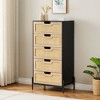 5 Drawer Dresser, 5 Chest of Drawers, Modern Rattan Storage Dresser, Wooden Bedroom Dresser, Drawer Dresser for Living Room, Hallway, Entryway - 2 of 4