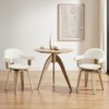 HOMLUX White Fabric Swivel Accent Chair Natural Style Desk Arm Chair with Wood Legs, No Wheels - 2 of 4