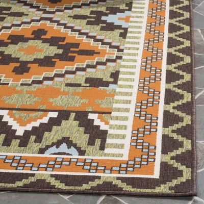 Veranda Easy-Care Round Blue Synthetic 47" Indoor/Outdoor Rug