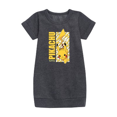 - Pokémon - Pikachu Logo Graphic Short Sleeve Fleece Dress