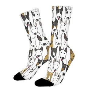 Funny Dogs Bull Terrier Women Printed Crew Socks Funny Funky Socks Soft Polyester Novelty Gifts for Artists Men - 1 of 1