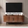 HDZNVF TV Stand, 47 inch Modern TV Console Table with Storage Compartment and Sliding Door, Walnut - 4 of 4