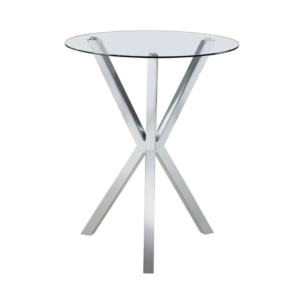 Photos - Garden & Outdoor Decoration Coaster Denali Modern Round Glass Top Bar Table Chrome