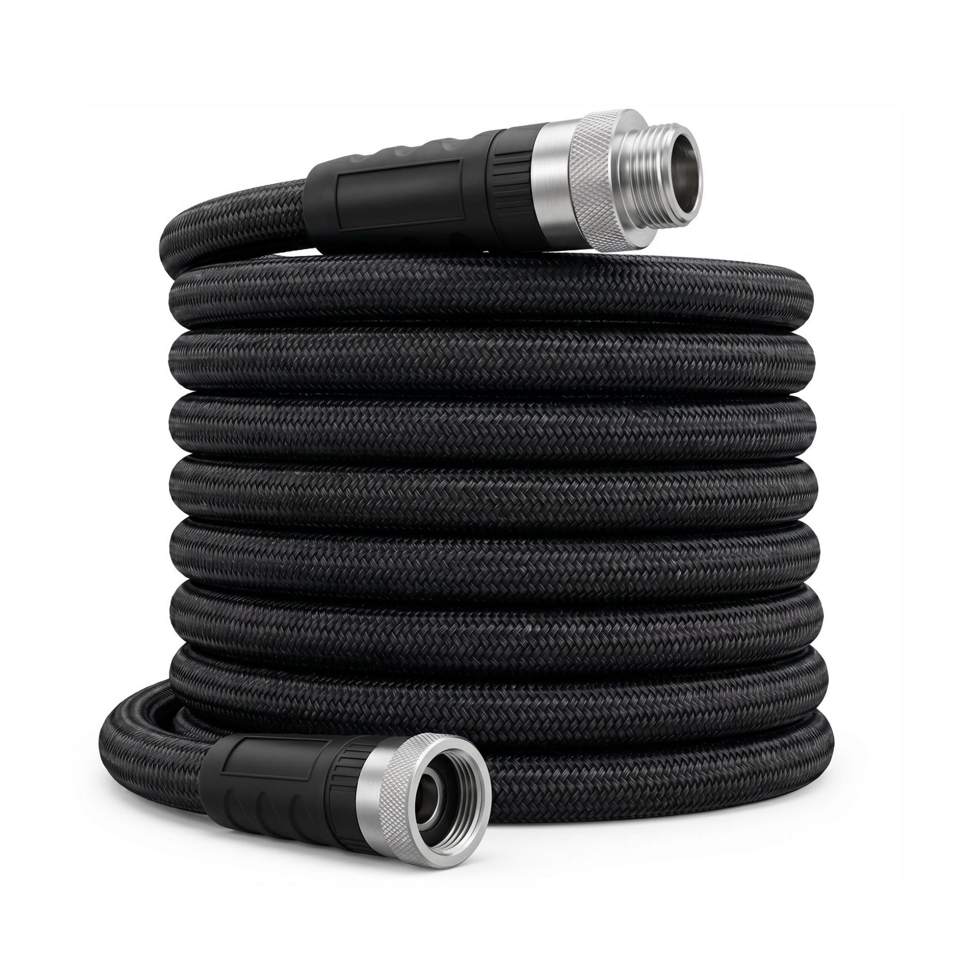 Non-Expandable Garden Hose – Lightweight TPE Inner Tube, Braided Outer, Anti-Kink, Aluminum Connectors – Durable for Outdoor Cleaning, Car Wash