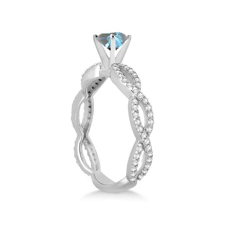 Pompeii3 7/8ct Blue & White Diamond Infinity Engagement Ring 14K White Gold, 2 of 4