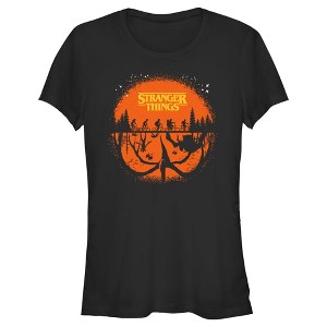 Juniors Womens Stranger Things Two Planes Collide T-Shirt - 1 of 4